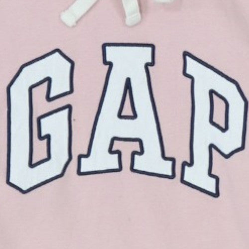GAP Womens Pink Pullover Hoodie L Logo Embroidered Cotton Casual