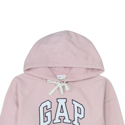GAP Womens Pink Pullover Hoodie L Logo Embroidered Cotton Casual