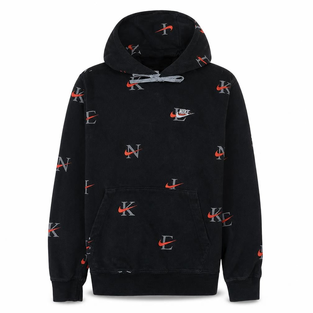 Front view of Nike Men's Black Logo Pullover Hoodie, size S