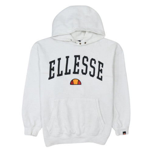 Ellesse Mens White Small Pullover Hoodie Fleece Logo Sweatshirt