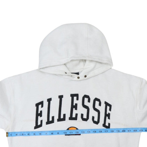 Ellesse Mens White Small Pullover Hoodie Fleece Logo Sweatshirt