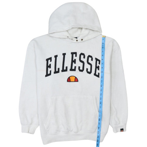 Ellesse Mens White Small Pullover Hoodie Fleece Logo Sweatshirt
