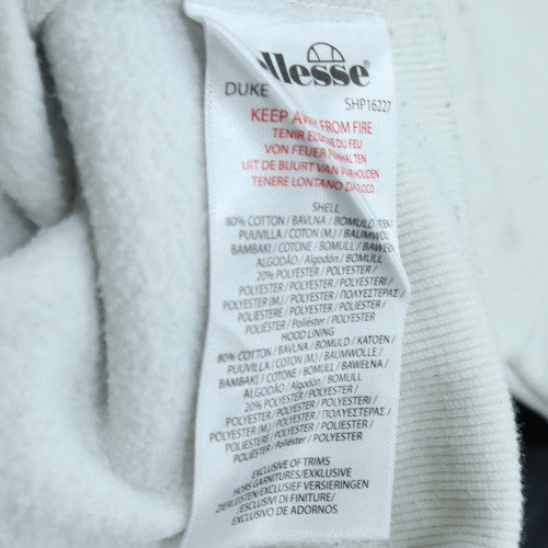 Ellesse Mens White Small Pullover Hoodie Fleece Logo Sweatshirt