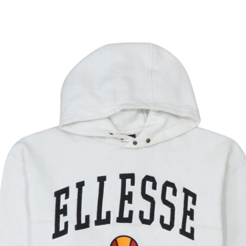 Ellesse Mens White Small Pullover Hoodie Fleece Logo Sweatshirt