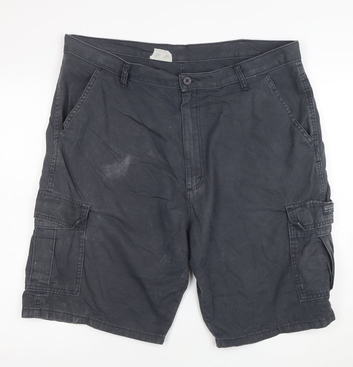 Wrangler Men's Black Cargo Shorts Size 38 Cotton Workwear Style