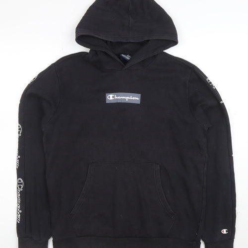 Champion Boys Black Pullover Hoodie 16 Years Fleece Logo Sports Casual