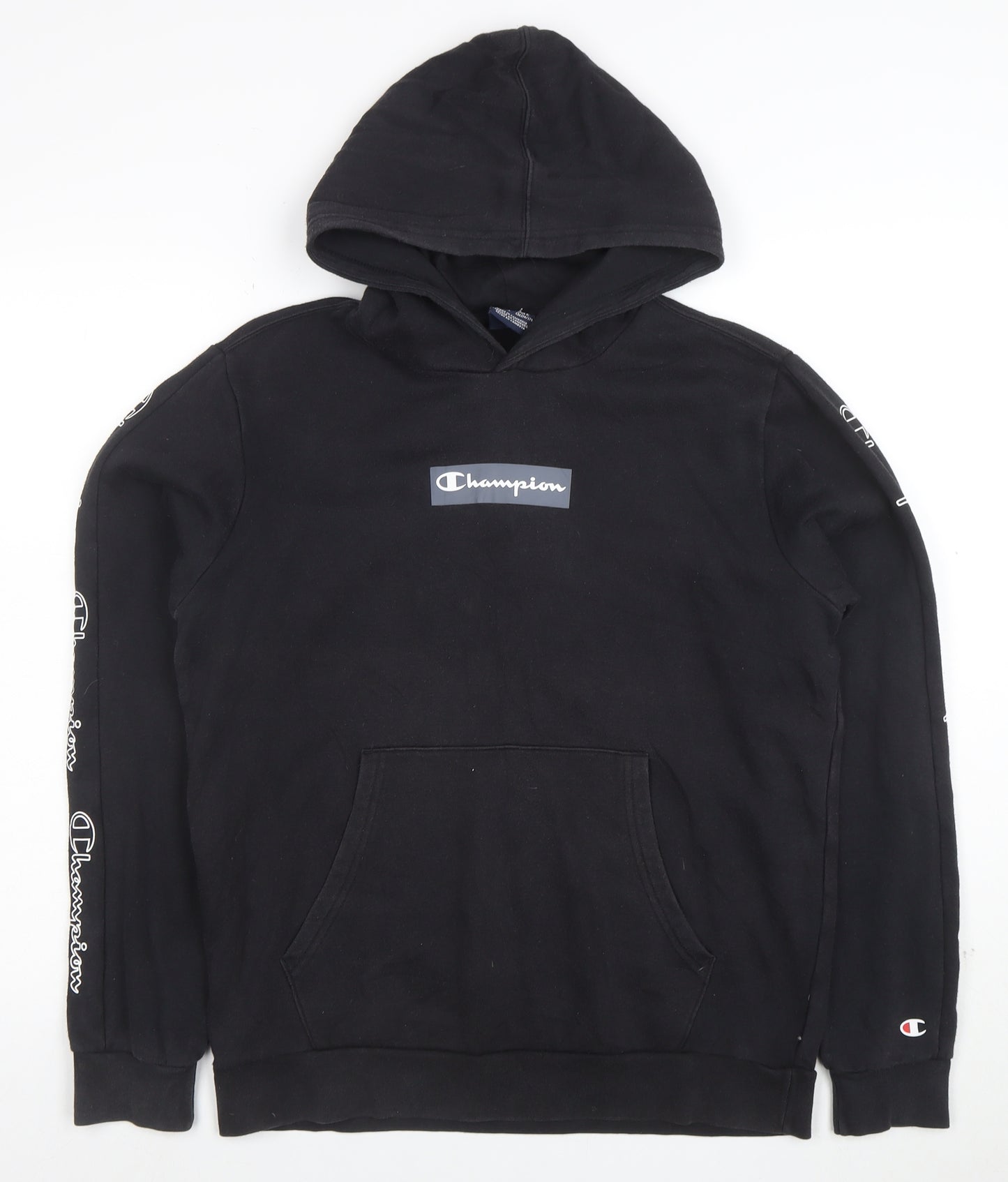 Champion Boys Black Pullover Hoodie 16 Years Fleece Logo Sports Casual