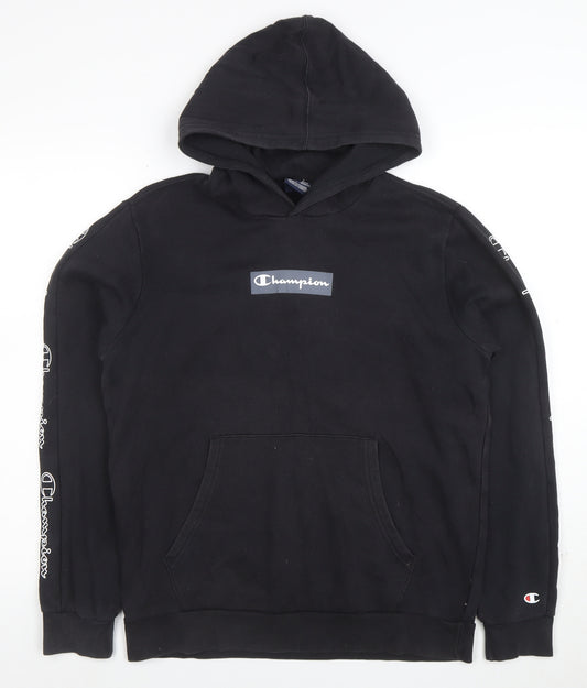 Champion Boys Black Pullover Hoodie 16 Years Fleece Logo Sports Casual