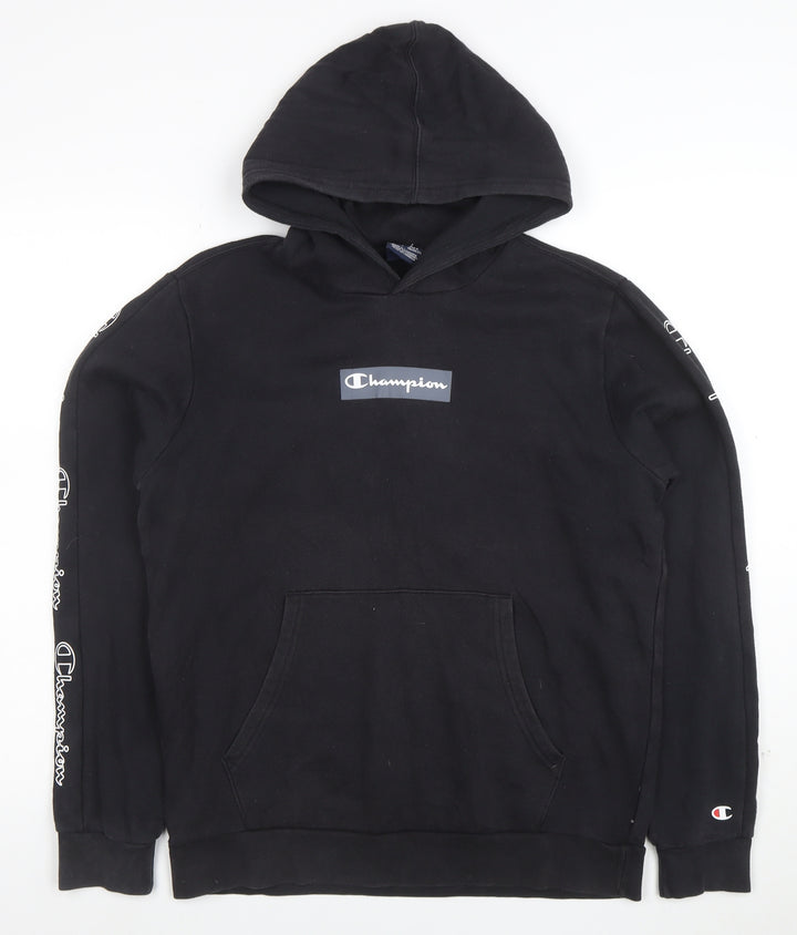 Champion Boys Black Pullover Hoodie 16 Years Fleece Logo Sports Casual