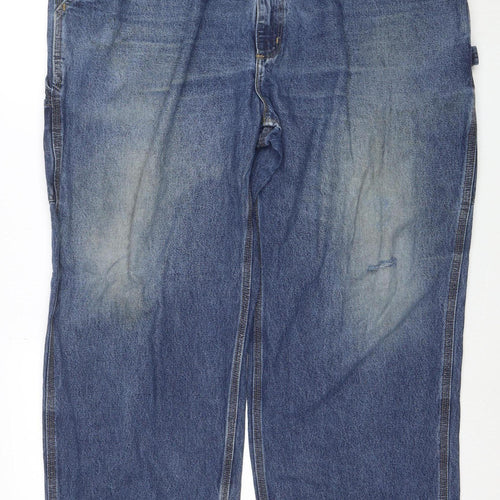 Carhartt Mens Blue Denim Dungaree Fit Work Jeans 44x30 Cotton