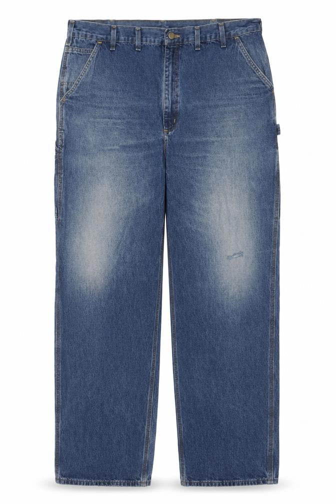 Carhartt Mens Blue Denim Dungaree Fit Work Jeans 44x30 Cotton