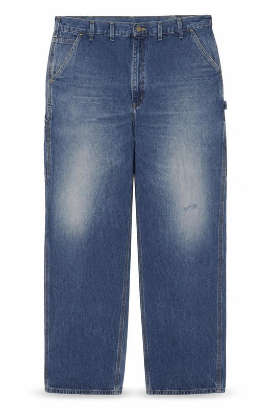 Carhartt Mens Blue Denim Dungaree Fit Work Jeans 44x30 Cotton