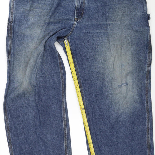Carhartt Mens Blue Denim Dungaree Fit Work Jeans 44x30 Cotton