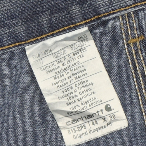 Carhartt Mens Blue Denim Dungaree Fit Work Jeans 44x30 Cotton