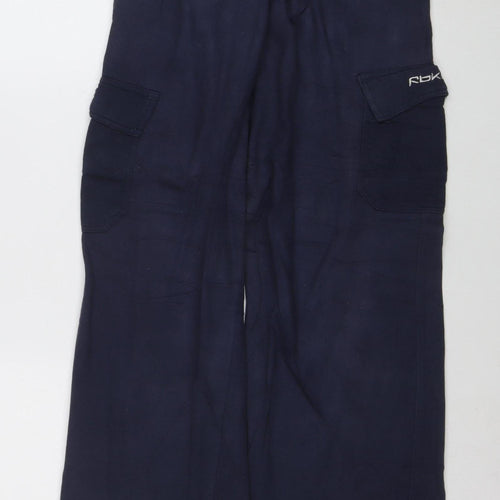 Reebok Boys Blue L Jogger Trousers Cotton Blend Elastic Waist Activewear