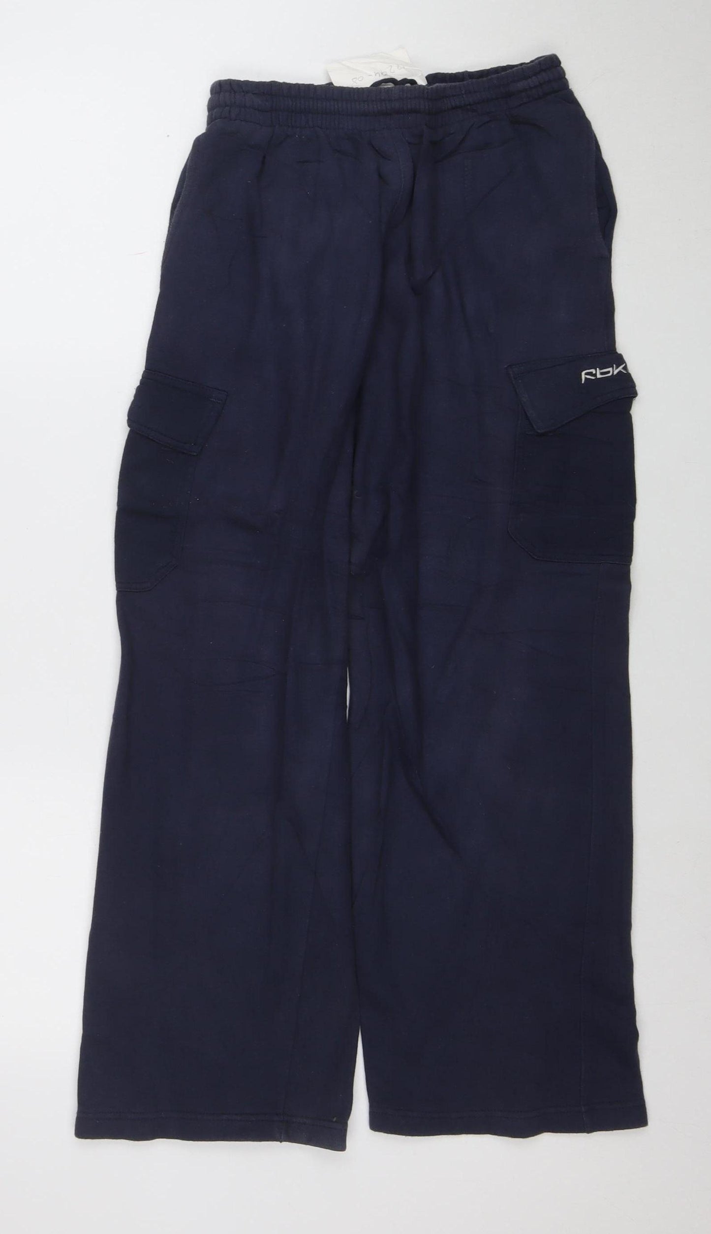 Reebok Boys Blue L Jogger Trousers Cotton Blend Elastic Waist Activewear