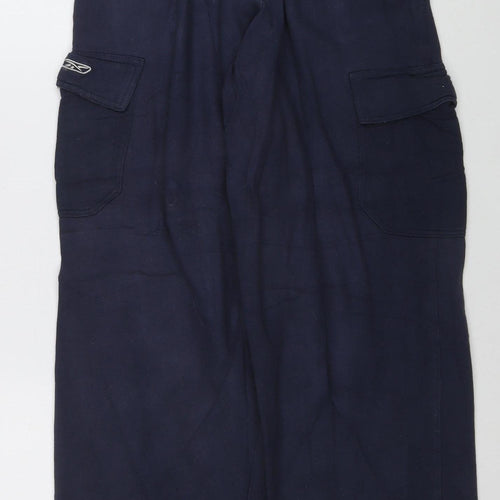 Reebok Boys Blue L Jogger Trousers Cotton Blend Elastic Waist Activewear