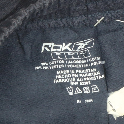 Reebok Boys Blue L Jogger Trousers Cotton Blend Elastic Waist Activewear