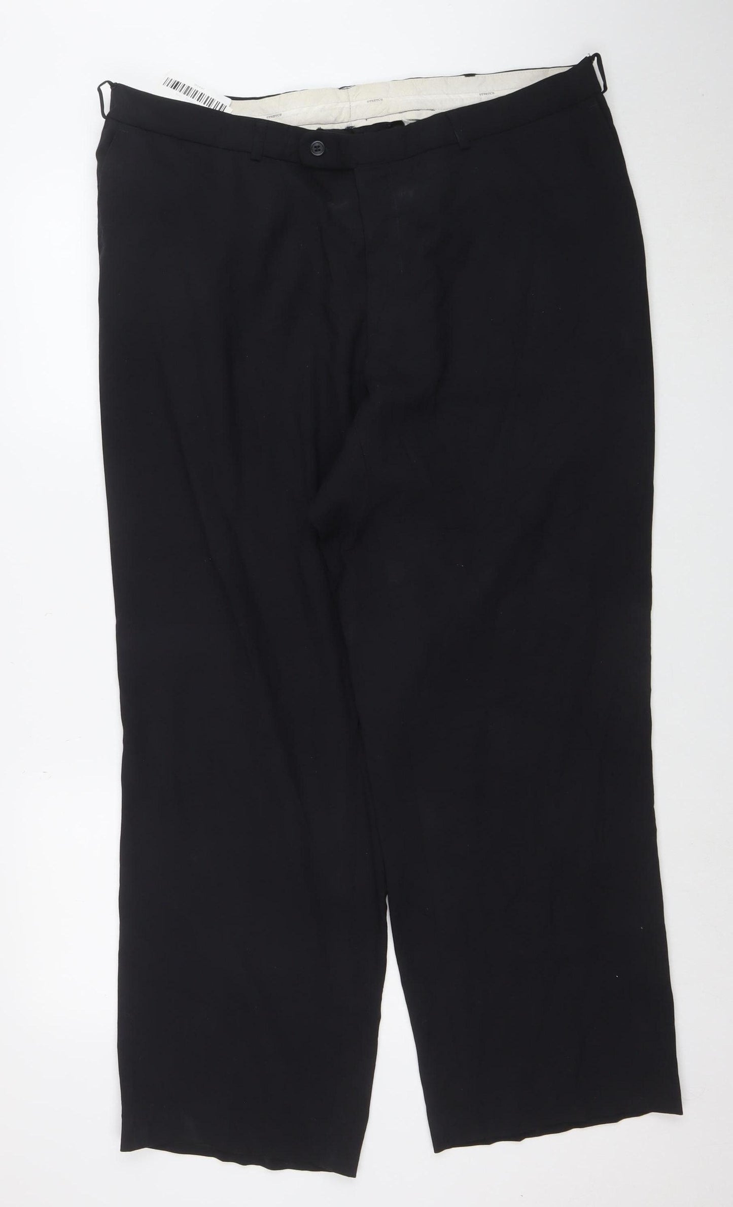 Digel Men's Black Wool Blend Regular Fit Dress Trousers W46
