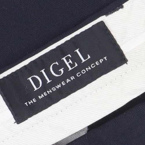 Digel Men's Black Wool Blend Regular Fit Dress Trousers W46