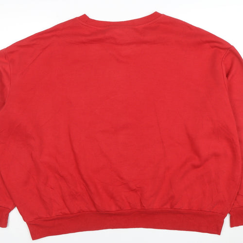 Disney Women Red Mickey Mouse Pullover Sweatshirt XL