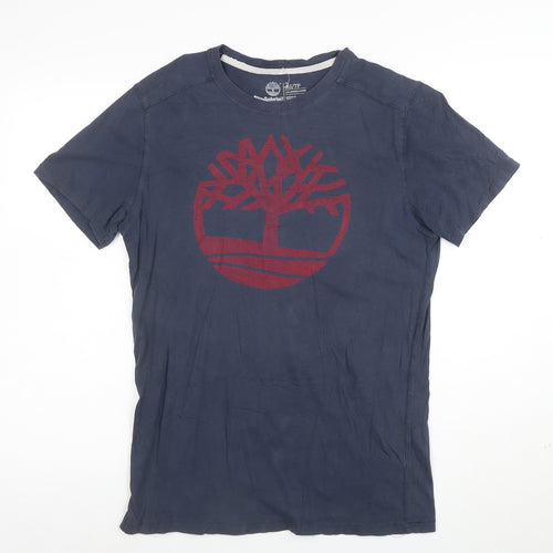 Timberland Men's Blue XS Regular Fit Organic Cotton Logo T-Shirt