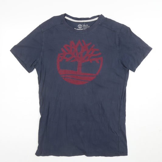 Timberland Men's Blue XS Regular Fit Organic Cotton Logo T-Shirt