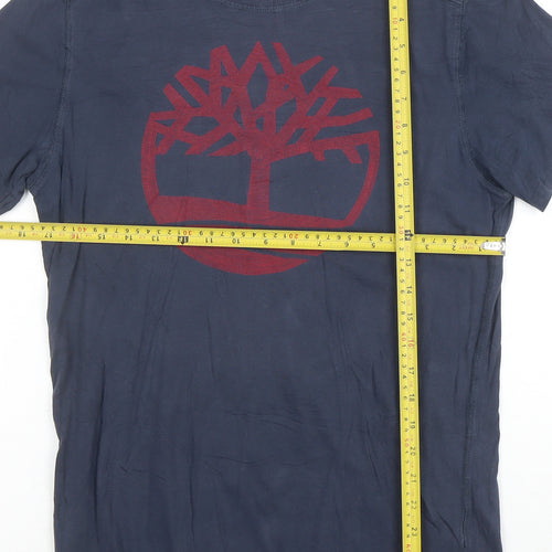 Timberland Men's Blue XS Regular Fit Organic Cotton Logo T-Shirt