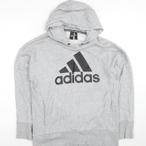 Adidas Men's Grey Pullover Hoodie Small Graphic Logo Sportswear