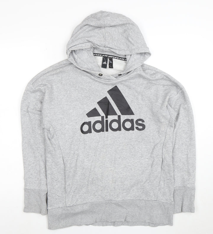 Adidas Men's Grey Pullover Hoodie Small Graphic Logo Sportswear