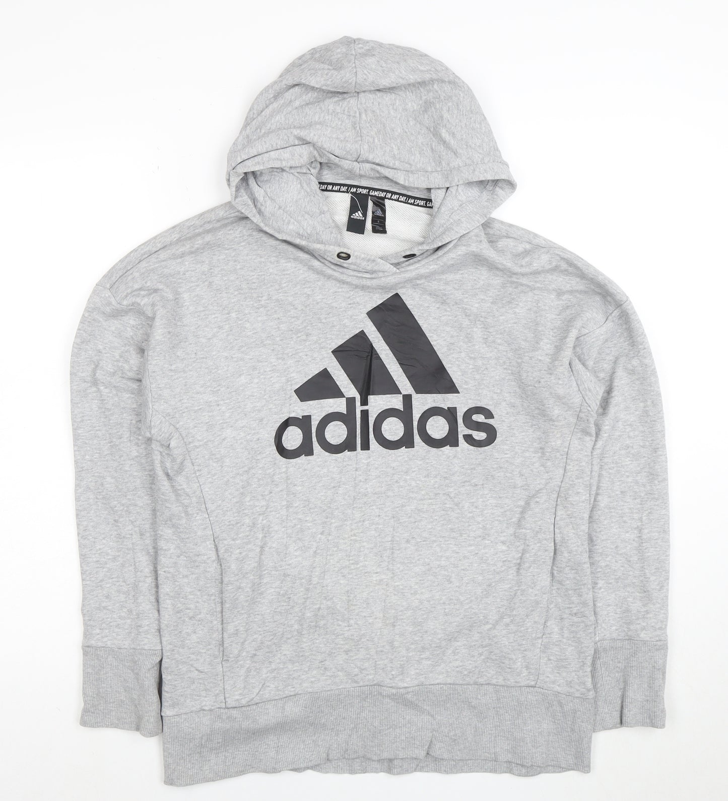 Adidas Men's Grey Pullover Hoodie Small Graphic Logo Sportswear
