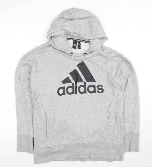 Adidas Men's Grey Pullover Hoodie Small Graphic Logo Sportswear