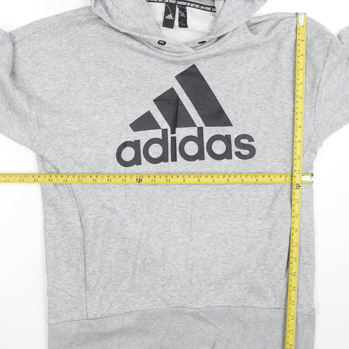 Adidas Men's Grey Pullover Hoodie Small Graphic Logo Sportswear