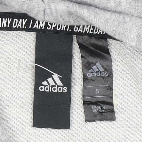 Adidas Men's Grey Pullover Hoodie Small Graphic Logo Sportswear