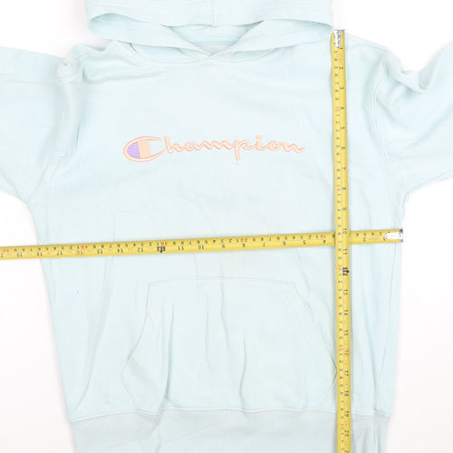 Champion Girls Blue Pullover Hoodie L Embroidered Logo Fleece