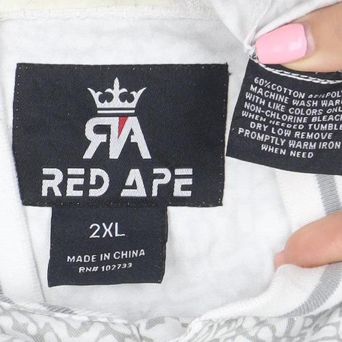 Red Ape Mens White 2XL Varsity Jacket Cotton Blend Casual