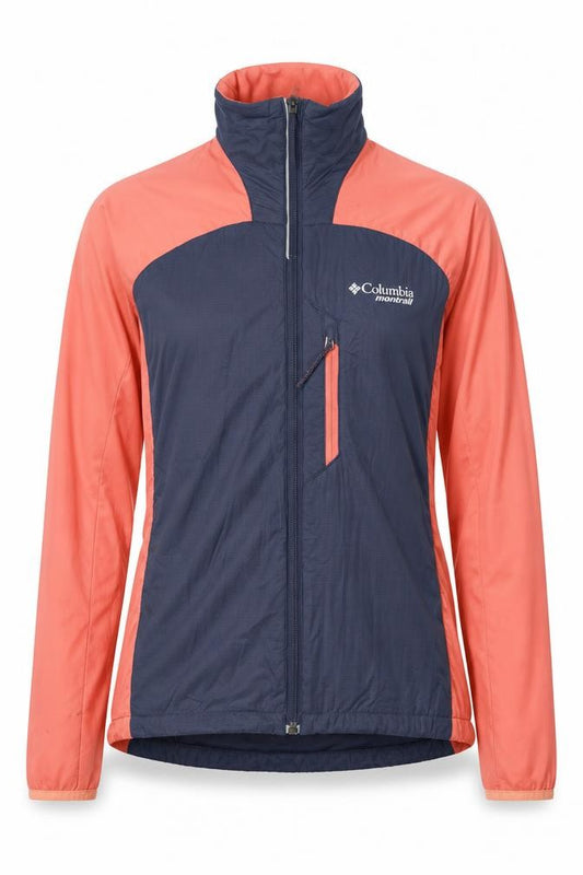 Front view of Columbia Women's Pink Blue XS Lightweight Windbreaker Jacket