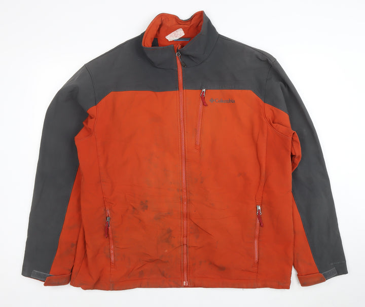 Columbia Mens Orange XL Soft Shell Outdoor Jacket Windproof
