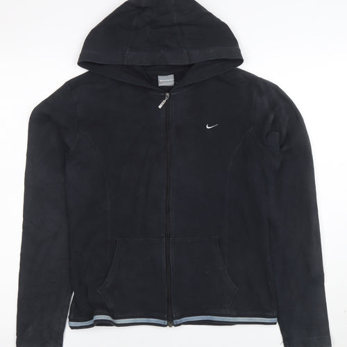 Nike Women's Black Full Zip Hoodie Size L Cotton Blend Sportswear