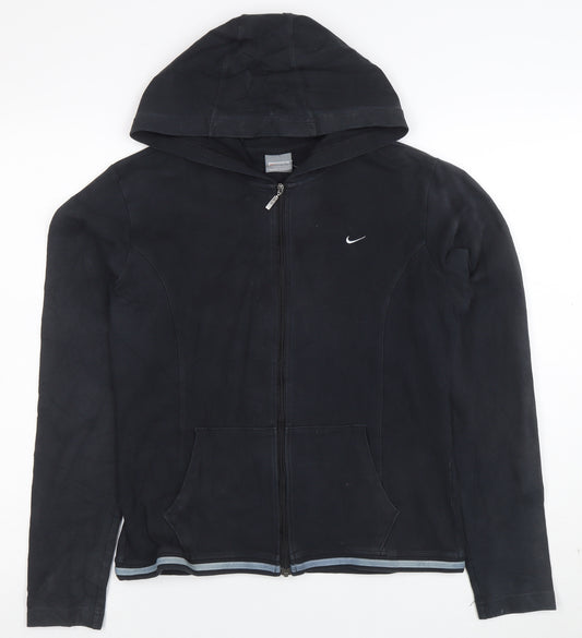 Nike Women's Black Full Zip Hoodie Size L Cotton Blend Sportswear