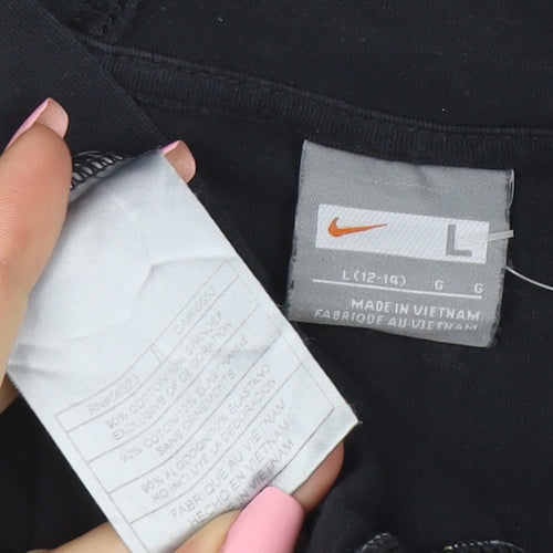 Nike Women's Black Full Zip Hoodie Size L Cotton Blend Sportswear