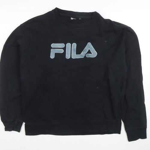FILA Womens Black Medium Pullover Sweatshirt Cotton Blend Crew Neck