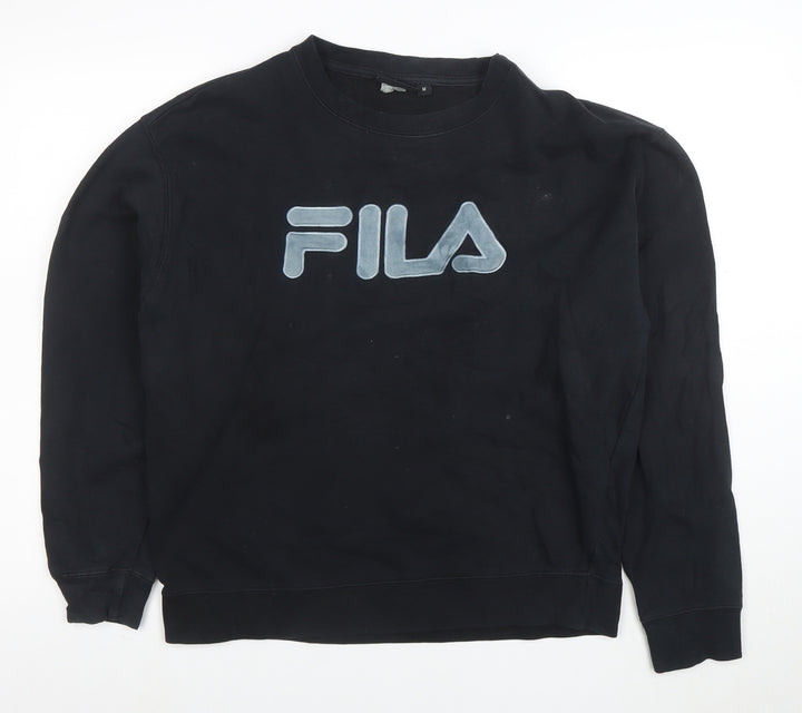 FILA Womens Black Medium Pullover Sweatshirt Cotton Blend Crew Neck