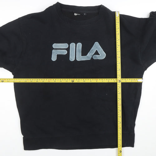 FILA Womens Black Medium Pullover Sweatshirt Cotton Blend Crew Neck