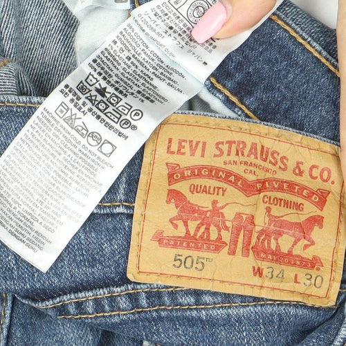 Levi's 505 Men's Blue Straight Denim Jeans 34W 30L Zip Fly
