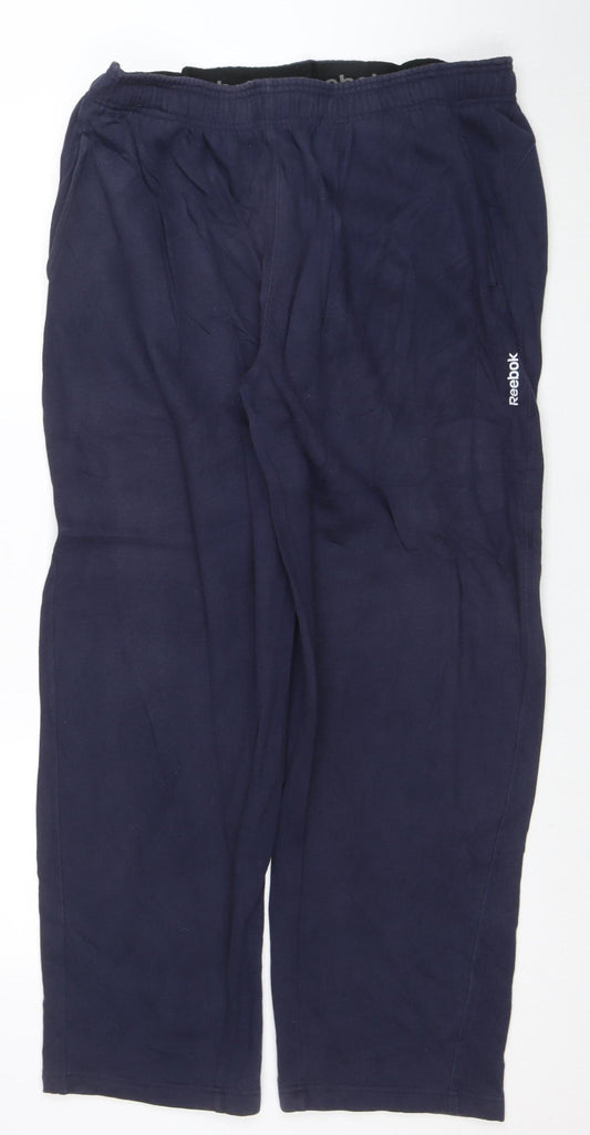 Reebok Men’s Blue Fleece Sweatpants L Regular Straight Fit