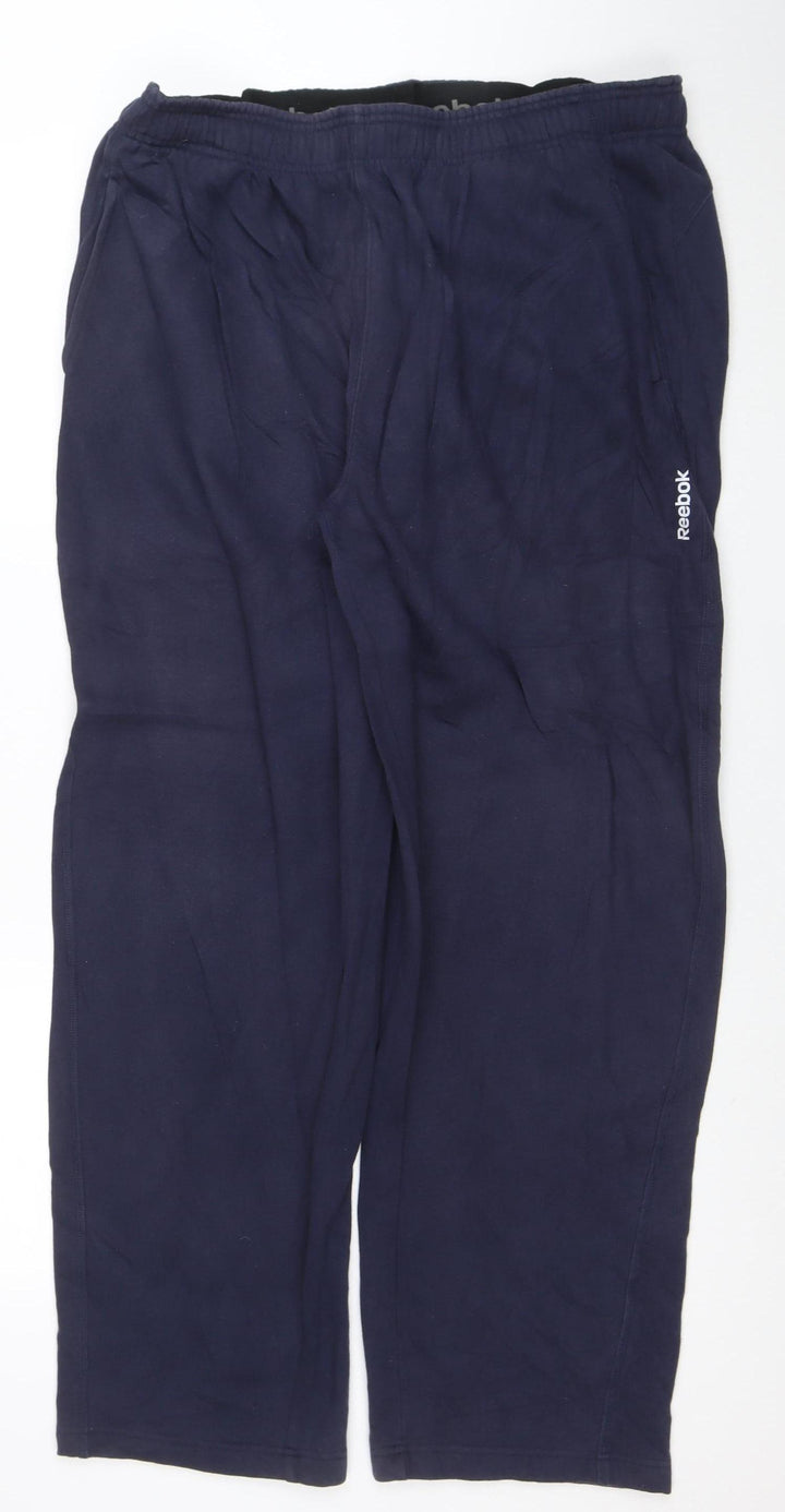 Reebok Men’s Blue Fleece Sweatpants L Regular Straight Fit