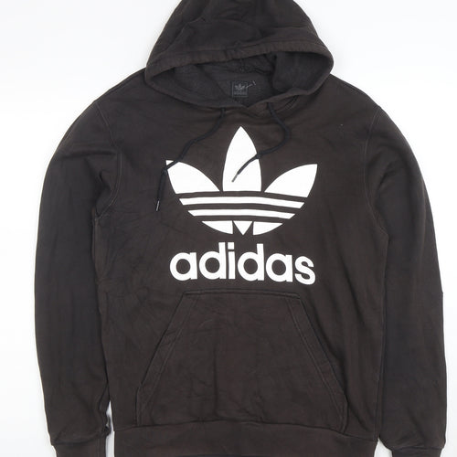 Adidas Men's Black Pullover Hoodie Size S Logo Fleece Sweatshirt
