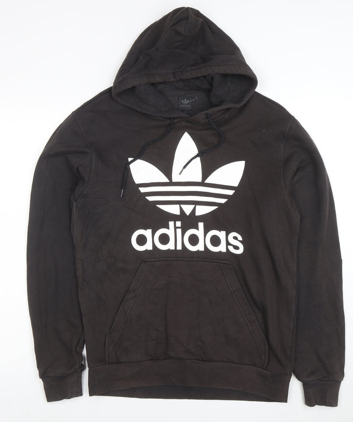 Adidas Men's Black Pullover Hoodie Size S Logo Fleece Sweatshirt