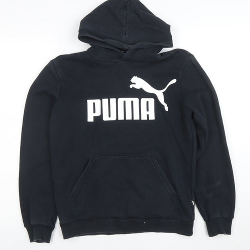 Puma Boys Black Pullover Hoodie XL 16 Cotton Blend Logo Print